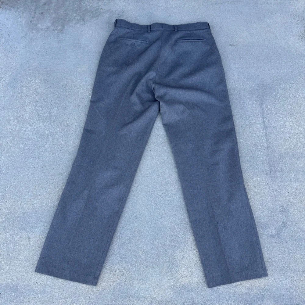 Vintage Levi's Action Slacks Mens Gray Polyester Trousers W34 L32 Made in USA